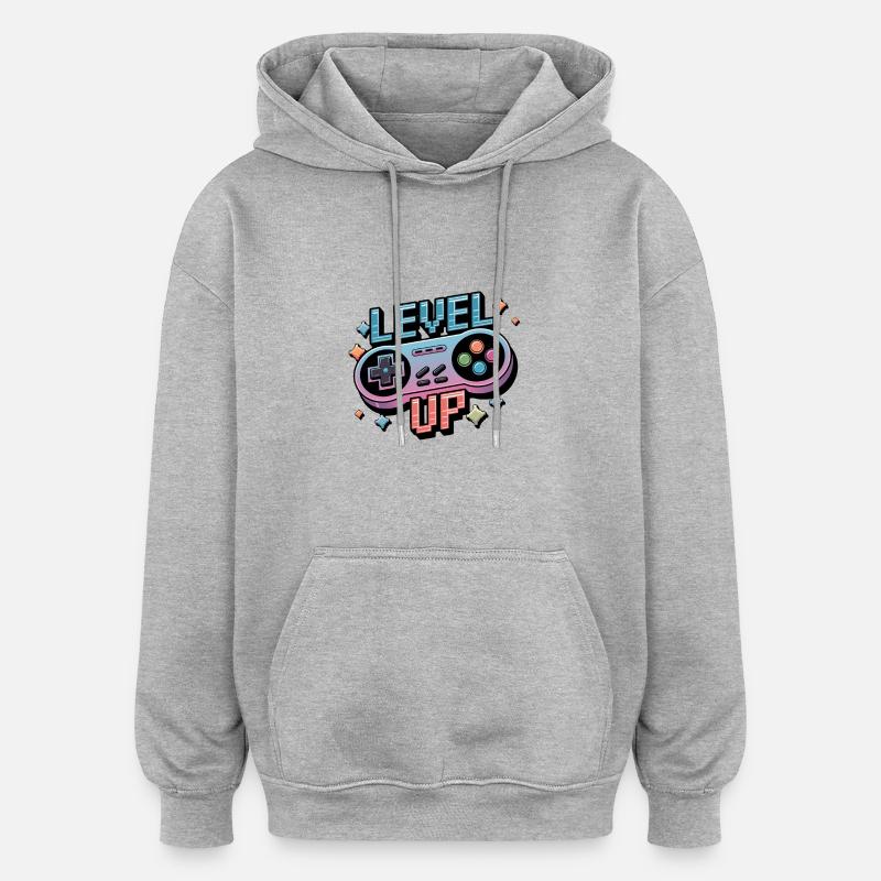 Level Up – Gaming Controller - Oversized Unisex Hoodie - heather grey