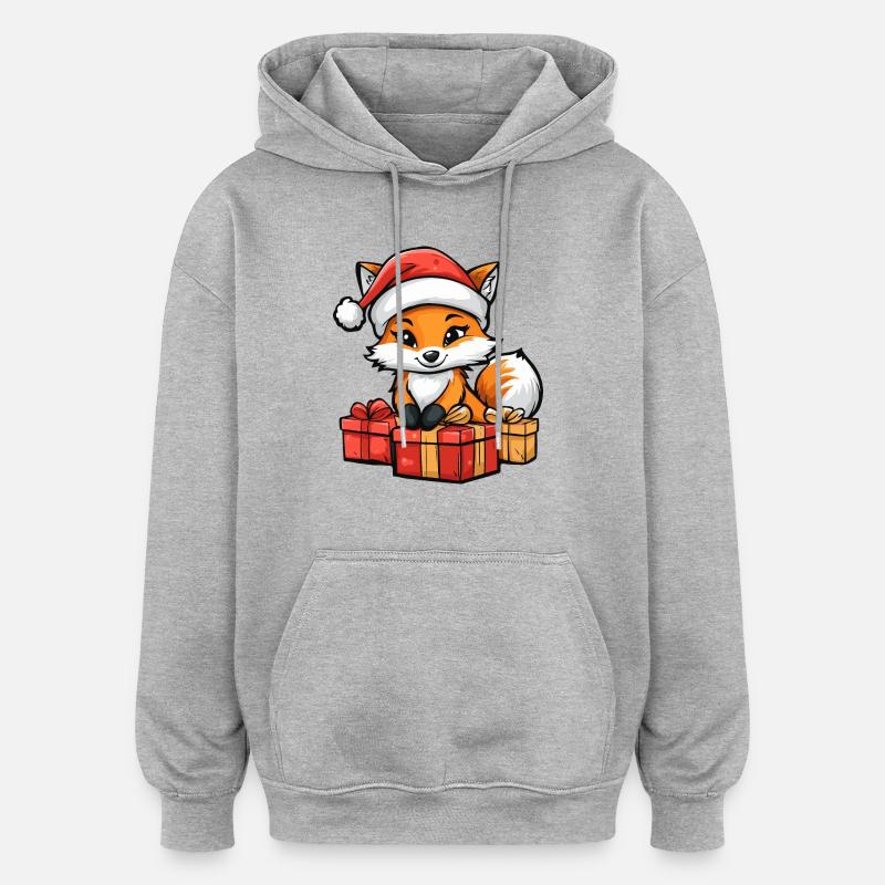 Fuchs Weihnachten Comic Geschenke - Oversized Unisex Hoodie - Grau meliert