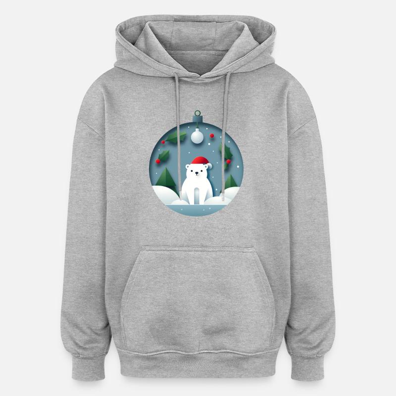 Eisbär in Weihnachtskugel - Oversized Unisex Hoodie - Grau meliert