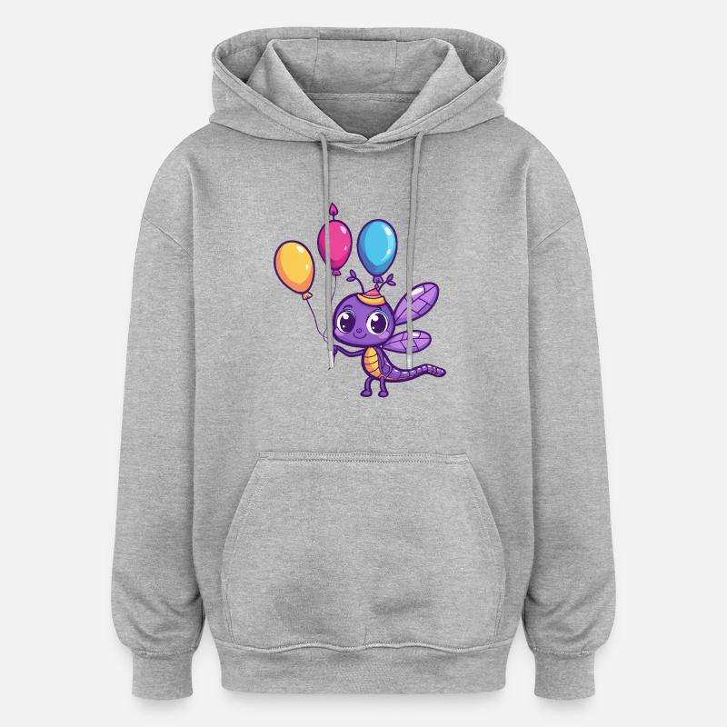 Libellule Anniversaire Bébé - Sweat à capuche oversize unisexe - gris chiné