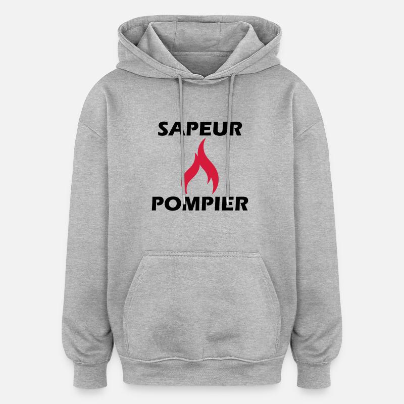 sapeur-pompier - Sweat à capuche oversize unisexe - gris chiné