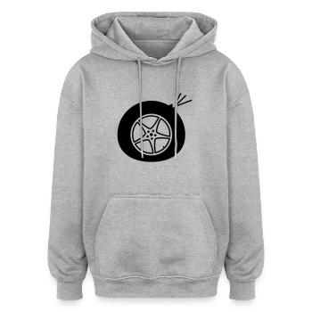 Autoreifen mit Panne - Oversized Unisex Hoodie - Grau meliert - Vorne - Noah (186cm)