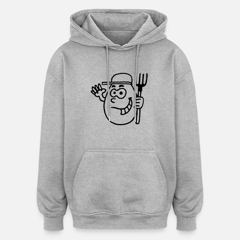 landei_a_112011_1c - Sweat à capuche oversize unisexe - gris chiné