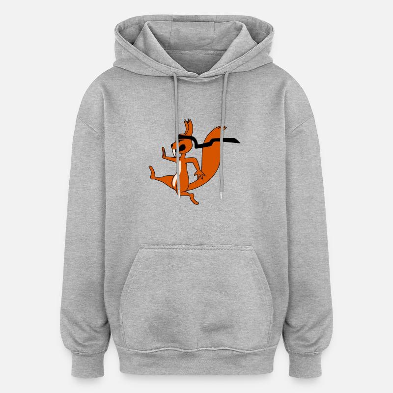 Ninja Eichhörnchen - Oversized Unisex Hoodie - Grau meliert