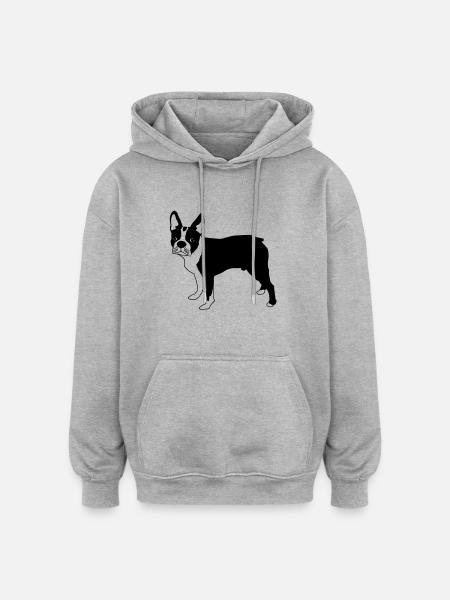Boston terrier de - Oversized Unisex Hoodie - Grau meliert