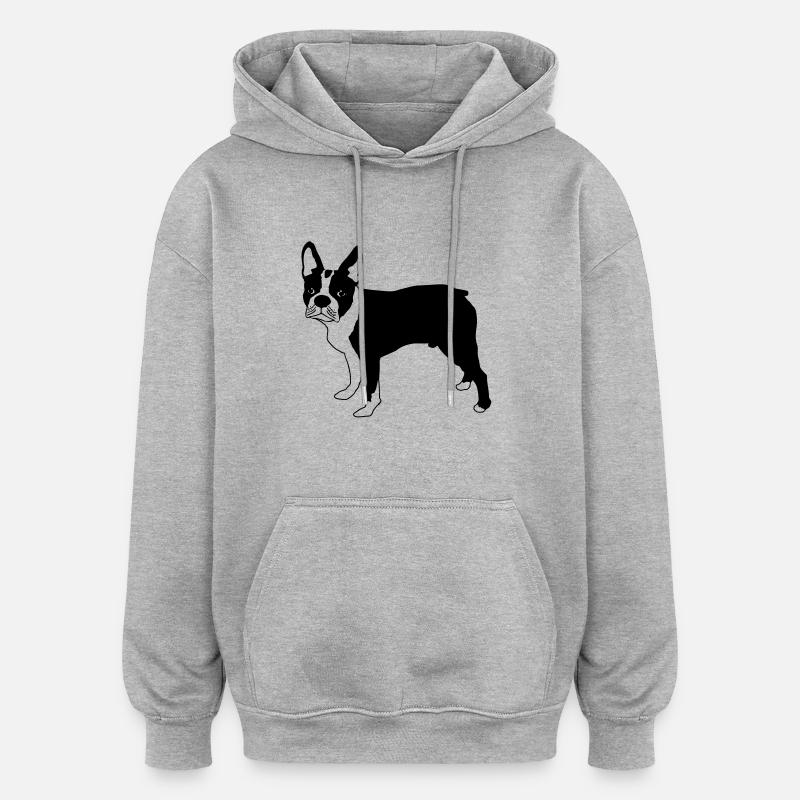 Boston terrier de - Sweat à capuche oversize unisexe - gris chiné