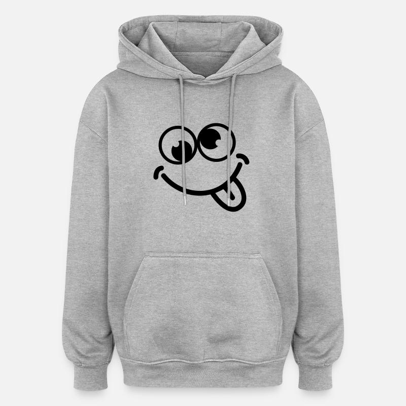 smiley_dumb_c1 - Sweat à capuche oversize unisexe - gris chiné