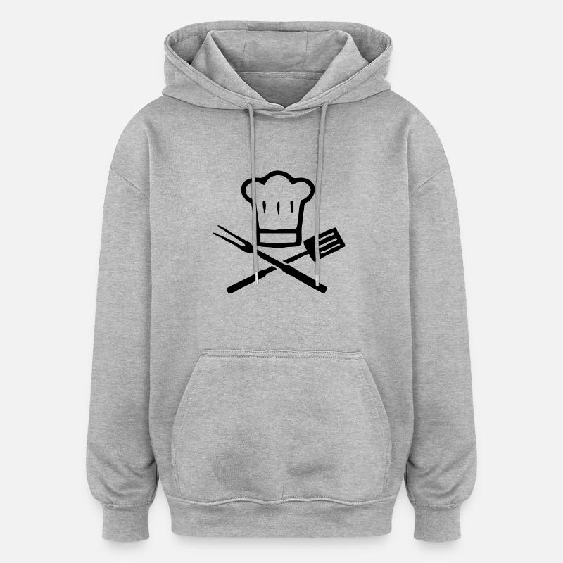 BBQ - Sweat à capuche oversize unisexe - gris chiné