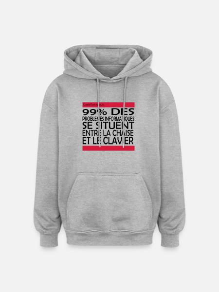 (14_99pourcent) - Sweat à capuche oversize unisexe - gris chiné
