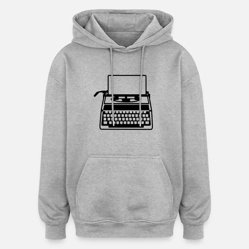 Machine à écrire - Sweat à capuche oversize unisexe - gris chiné