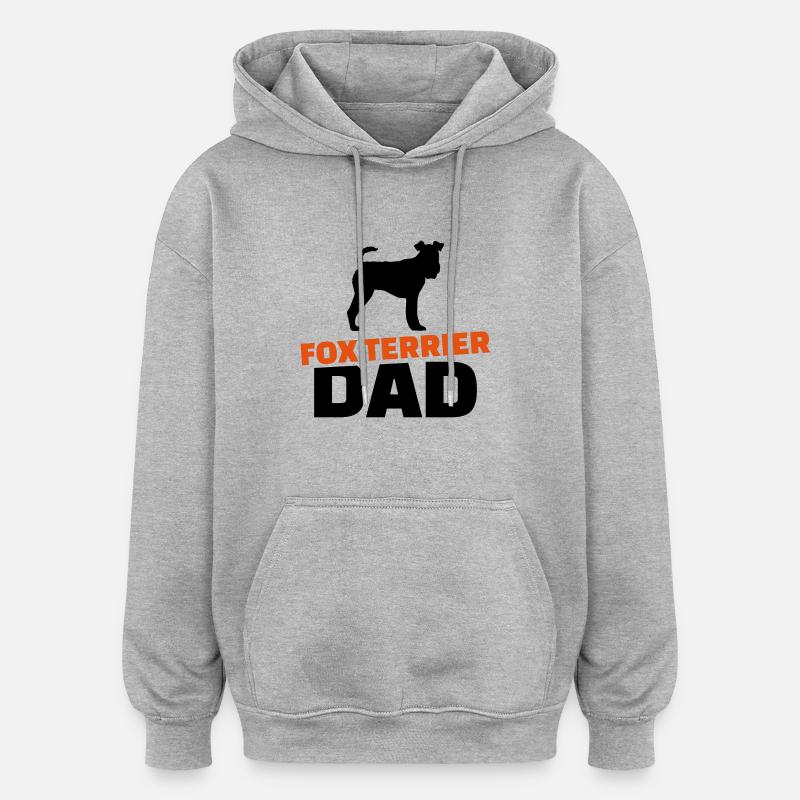 Fox terrier Dad - Sweat à capuche oversize unisexe - gris chiné