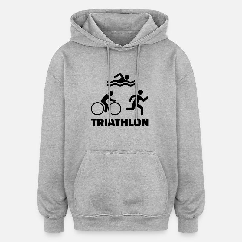 Triathlon - Sweat à capuche oversize unisexe - gris chiné