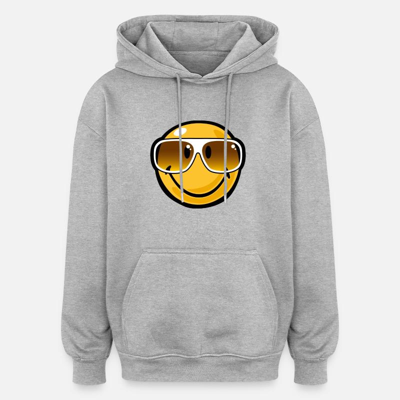Smiley cool - Sweat à capuche oversize unisexe - gris chiné