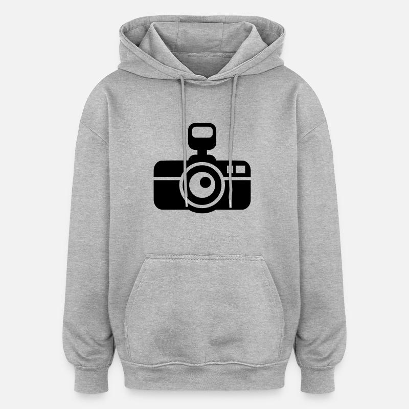 Kamera - Oversized Unisex Hoodie - Grau meliert