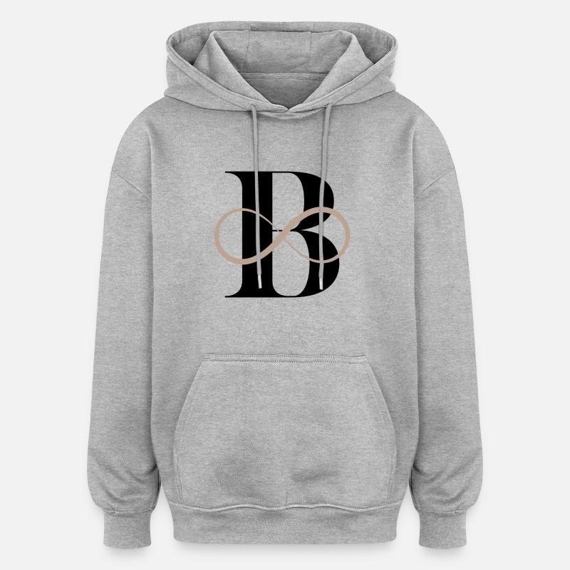 Lettre b infinie - Sweat à capuche oversize unisexe - gris chiné