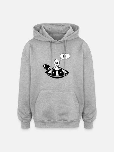 Alien ufo hi - Oversized Unisex Hoodie - Grau meliert