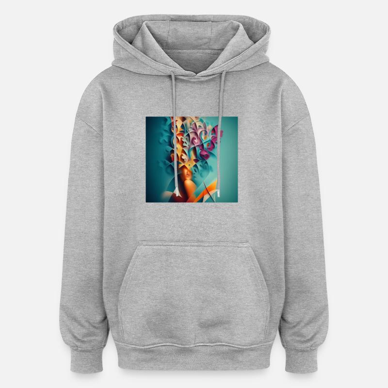 1000038767 - Sweat à capuche oversize unisexe - gris chiné