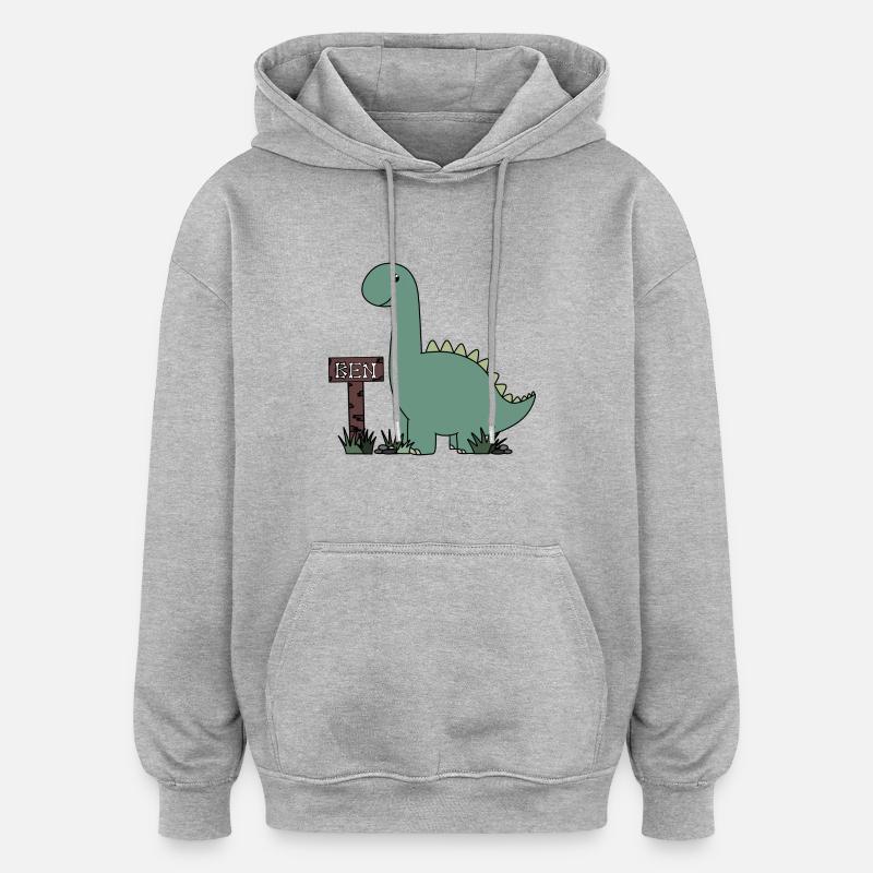 Dino Ben - Sweat à capuche oversize unisexe - gris chiné
