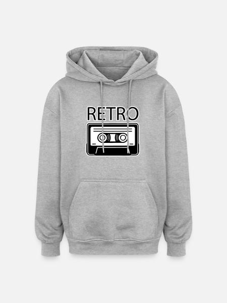Oldschool Cassette - RETRO Design - Oversized Unisex Hoodie - heather grey