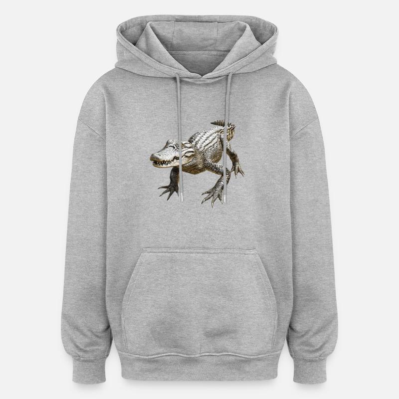 Crocodile - Sweat à capuche oversize unisexe - gris chiné