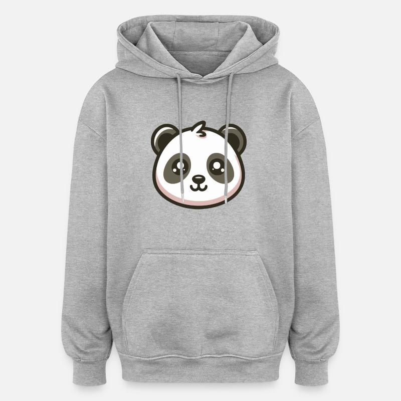 Visage pastel panda - Sweat à capuche oversize unisexe - gris chiné