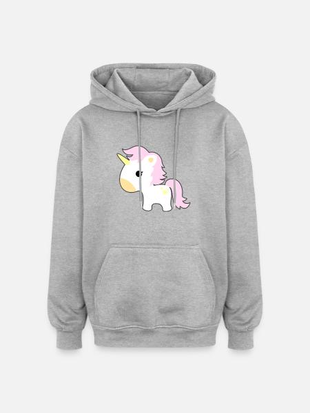 Einhorn - Oversized Unisex Hoodie - Grau meliert