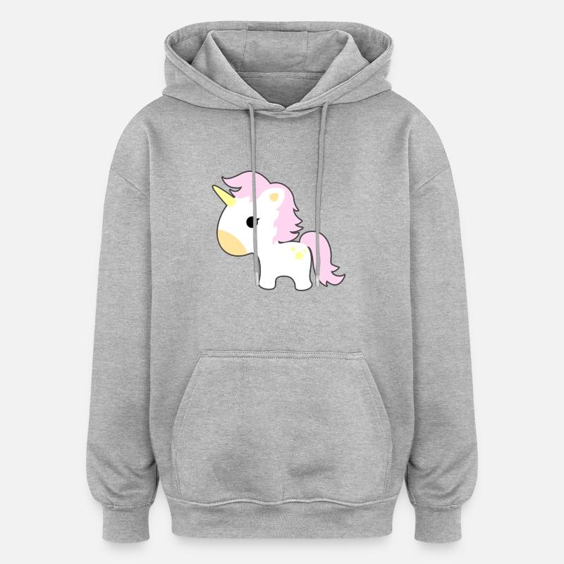 licorne - Sweat à capuche oversize unisexe - gris chiné