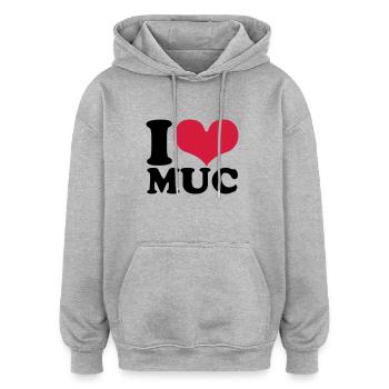 München - Oversized Unisex Hoodie - Grau meliert - Vorne - Noah (186cm)