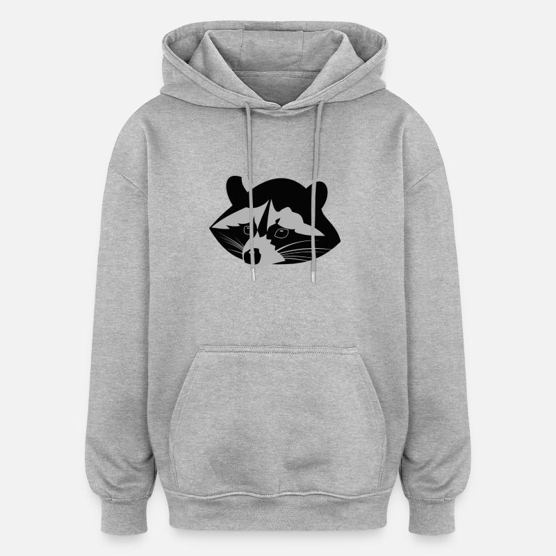 Waschbär ,Racoon - Oversized Unisex Hoodie - Grau meliert