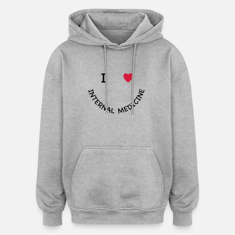 J'adore la médecine interne - Sweat à capuche oversize unisexe - gris chiné