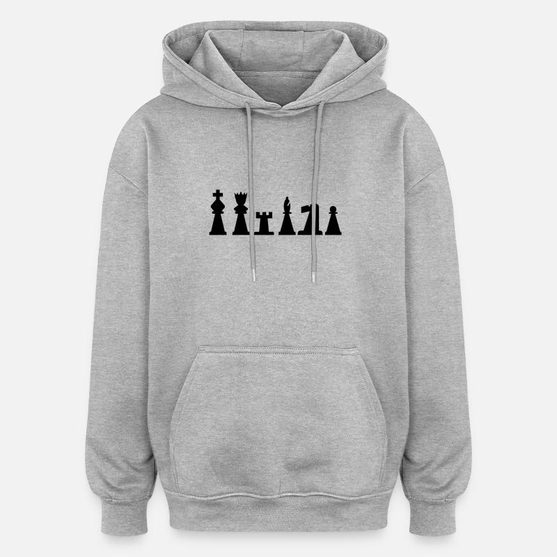 chess, game - Sweat à capuche oversize unisexe - gris chiné