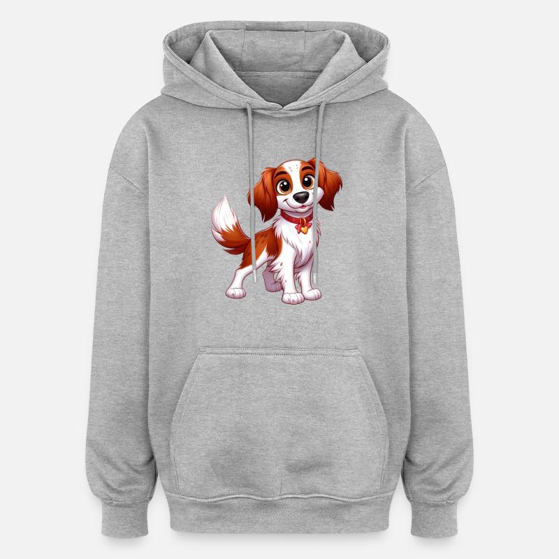 epagneul breton 5 - Sweat à capuche oversize unisexe - gris chiné