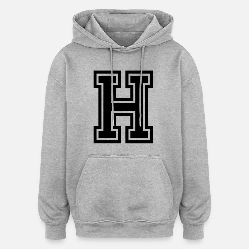 H - Oversized Unisex Hoodie - Grau meliert