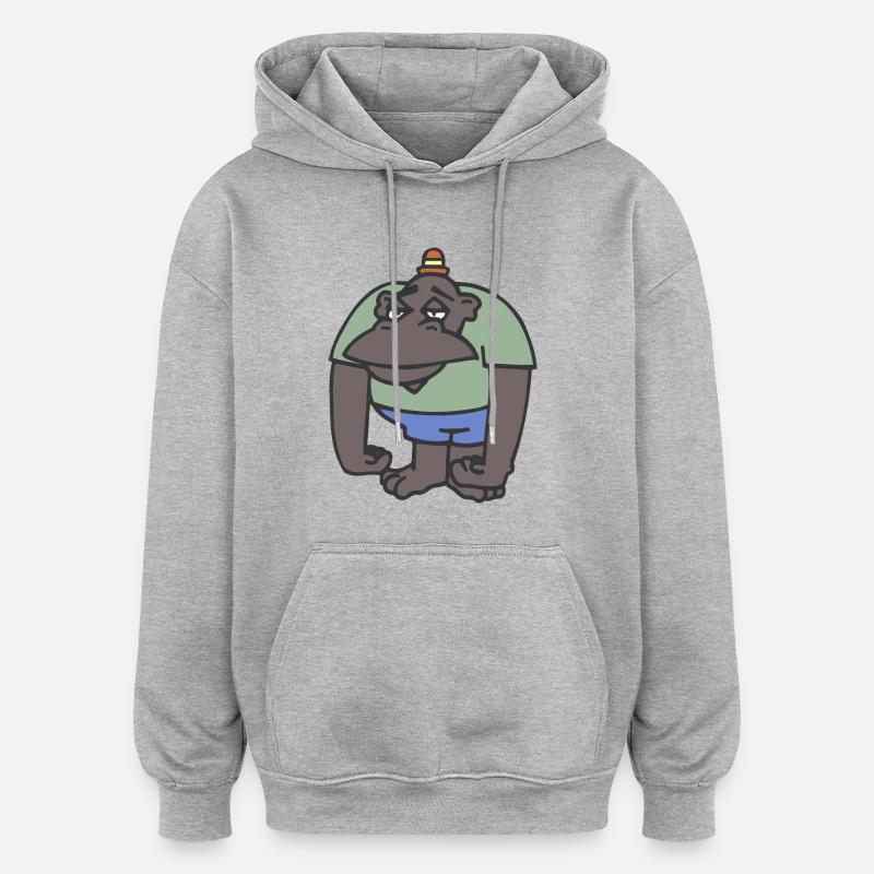 gorille - Sweat à capuche oversize unisexe - gris chiné