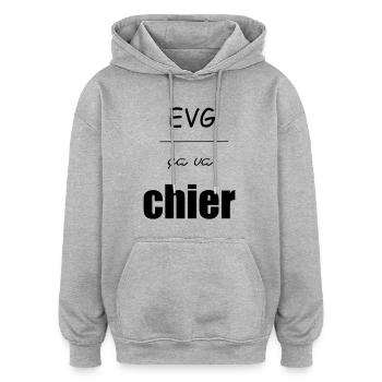 EVG ca va chier - Sweat à capuche oversize unisexe - gris chiné - Devant - Noah (186cm)