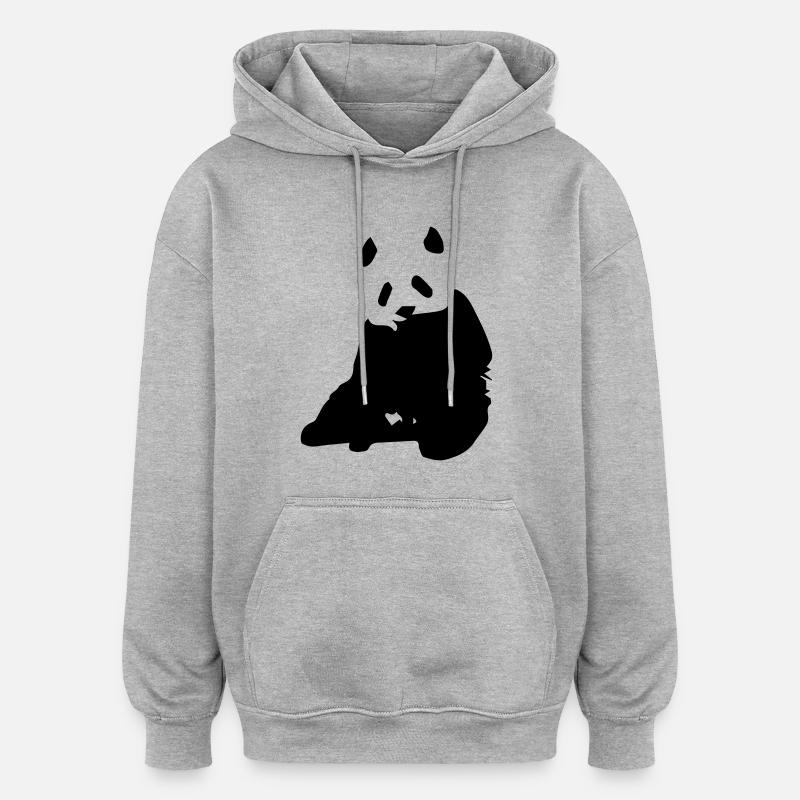 panda 3 - Sweat à capuche oversize unisexe - gris chiné
