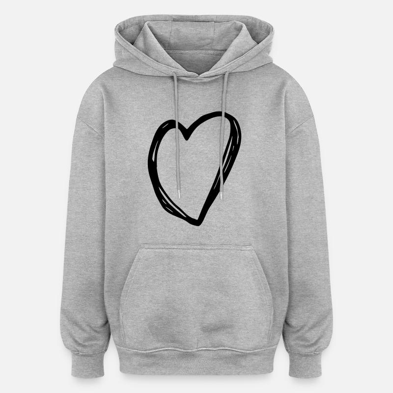 Coeur - Coeur - Sweat à capuche oversize unisexe - gris chiné