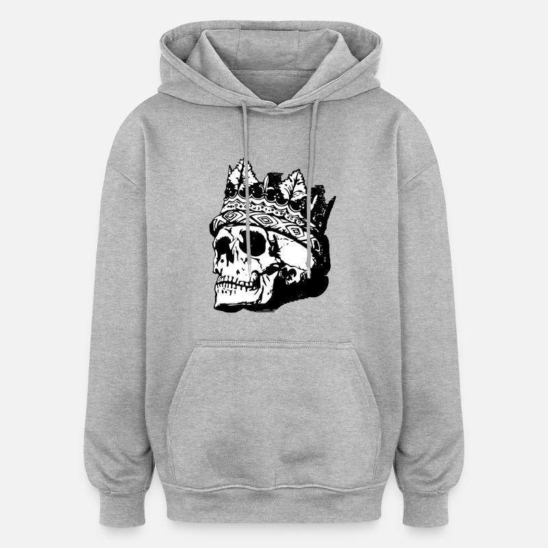 crâne - Sweat à capuche oversize unisexe - gris chiné