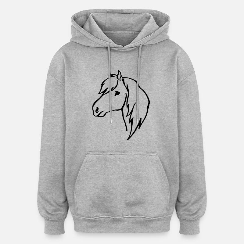 Poney - Sweat à capuche oversize unisexe - gris chiné
