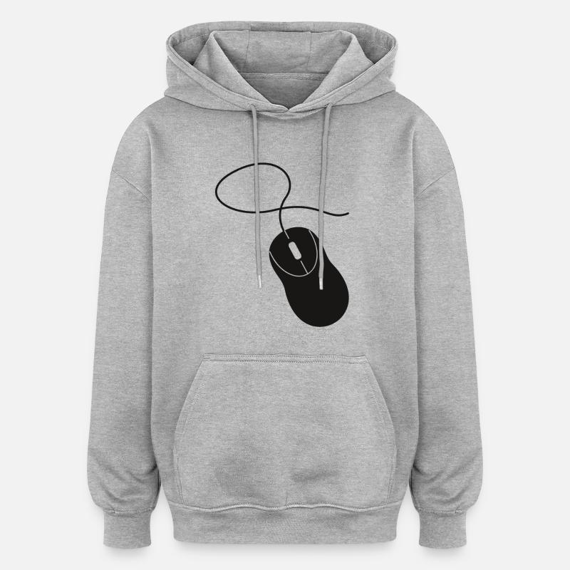 Computermaus - Oversized Unisex Hoodie - Grau meliert