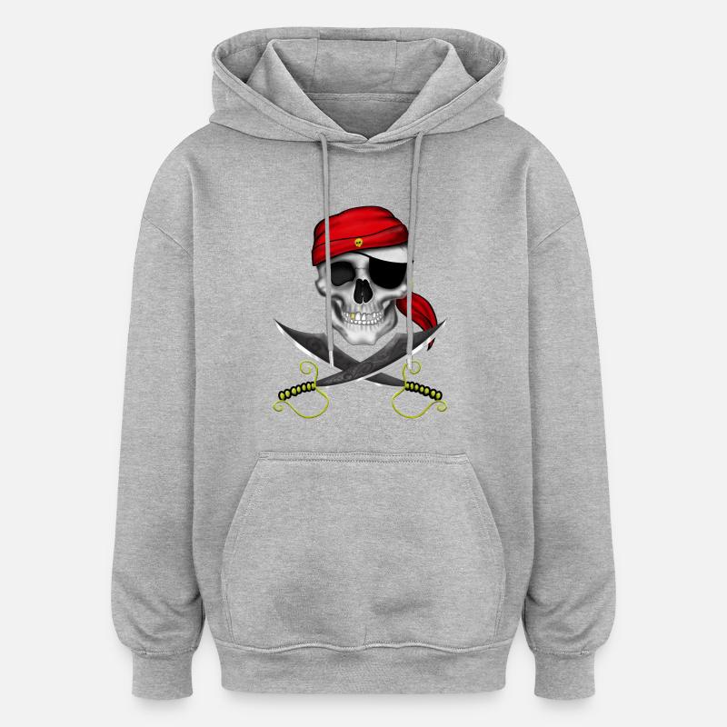 Crâne de pirate - Sweat à capuche oversize unisexe - gris chiné