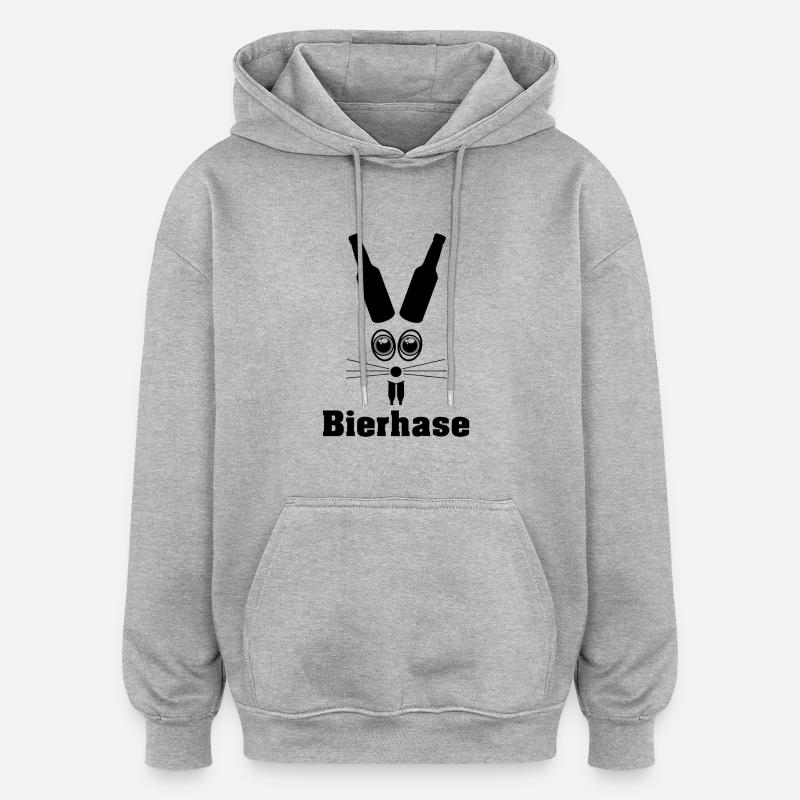 Bierhase - Oversized Unisex Hoodie - Grau meliert