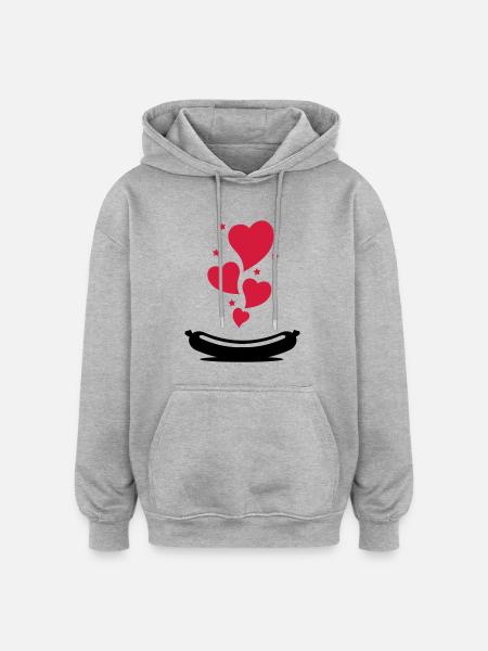 love_wurst_f2 - Oversized Unisex Hoodie - Grau meliert