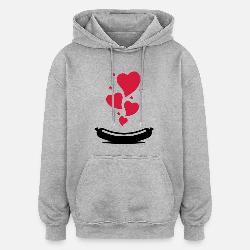 love_wurst_f2 - Sweat à capuche oversize unisexe - gris chiné