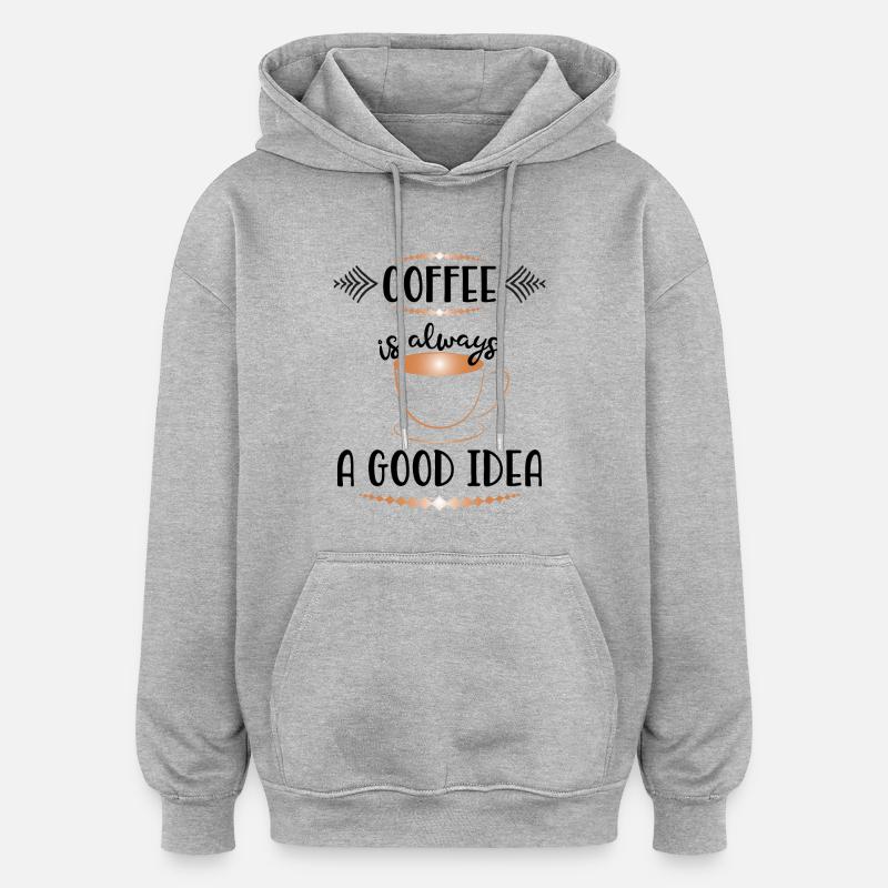 Kaffee - Oversized Unisex Hoodie - Grau meliert