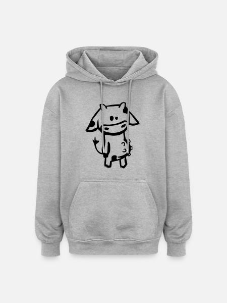 Kuh - Oversized Unisex Hoodie - Grau meliert