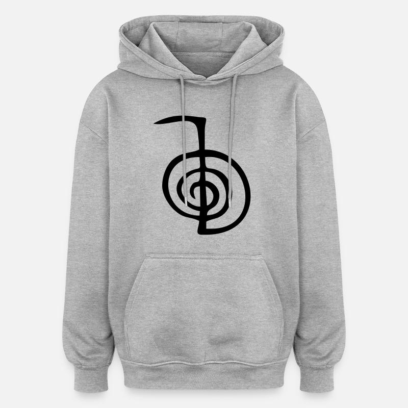 Choku - Symbole de Reiki - Sweat à capuche oversize unisexe - gris chiné
