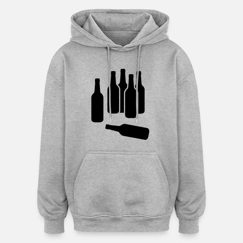 Bière Bouteille - Sweat à capuche oversize unisexe - gris chiné