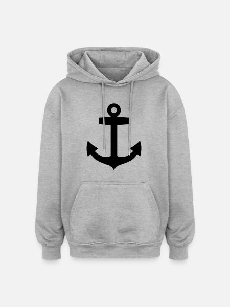 Anker - Oversized Unisex Hoodie - Grau meliert