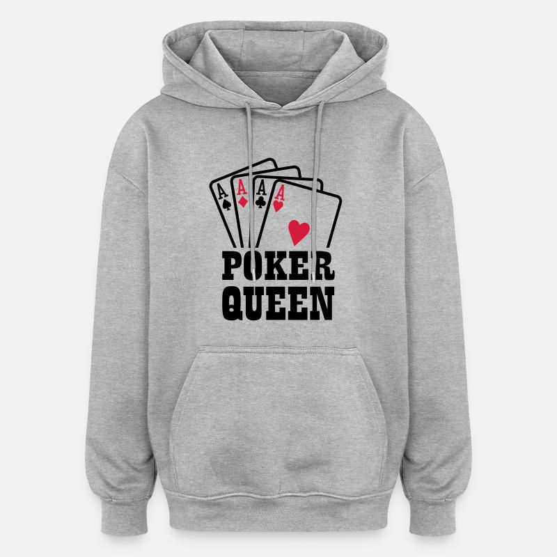 Poker Queen - Sweat à capuche oversize unisexe - gris chiné